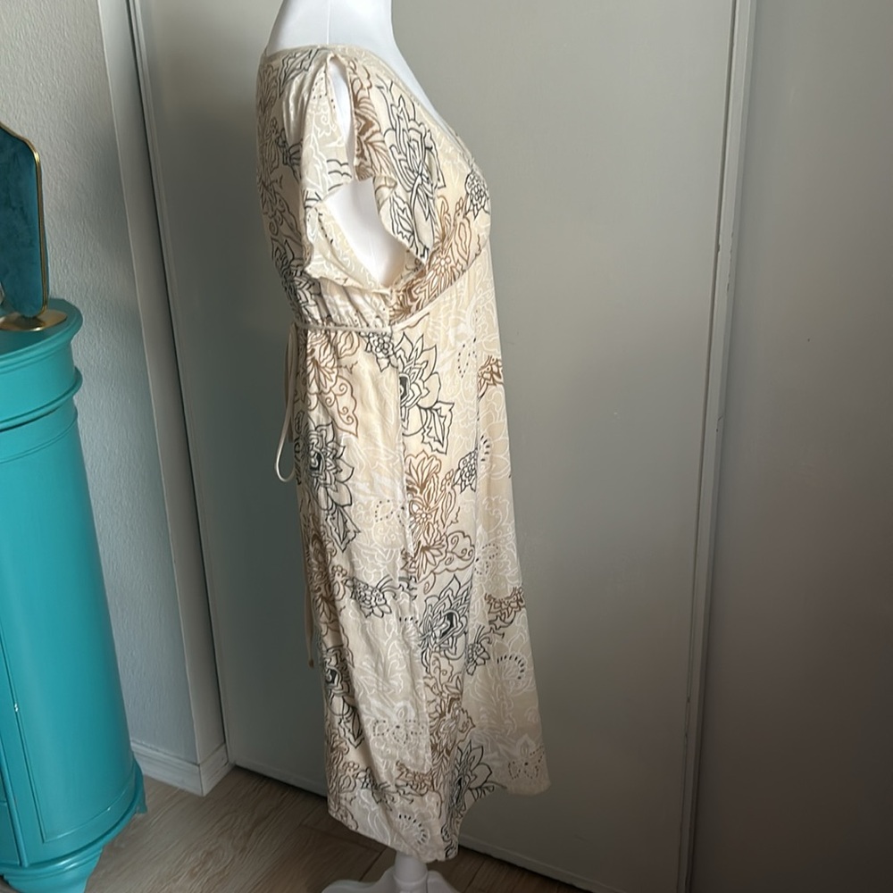 Free People Floral Split Cap Flutter Sleeve Year Round Cotton Gauze Midi Dress - Picture 5 of 13